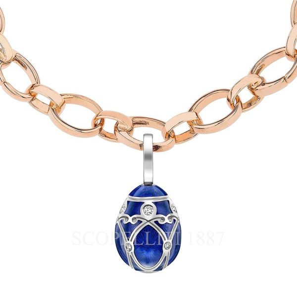 faberge 18kt white gold diamond royal blue egg charm palais