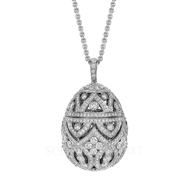faberge 18kt white gold egg pendant imperial zenya