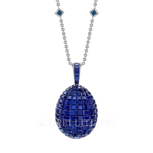 faberge 18kt white gold mosaic sapphire pendant imperial