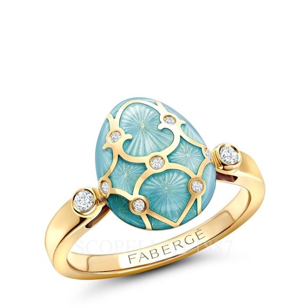faberge 18kt yellow gold turquoise egg ring heritage