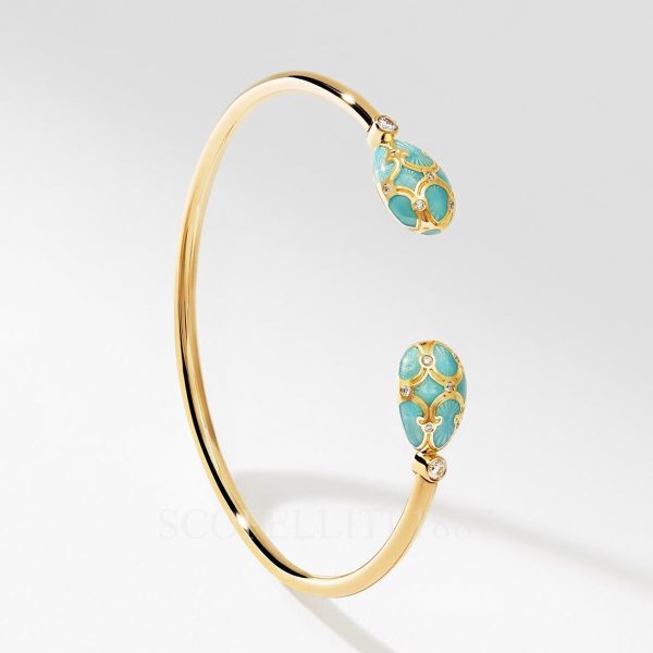 faberge 18kt yellow gold turquoise open bracelet heritage