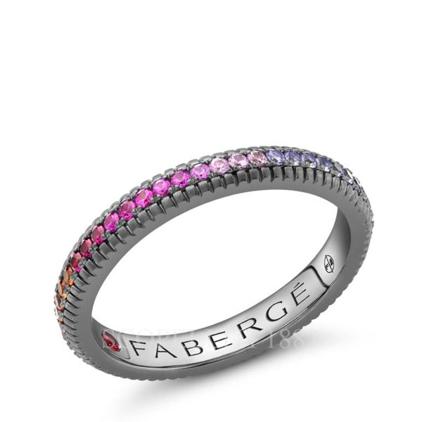faberge black rhodium gold rainbow gemstone ring 3095
