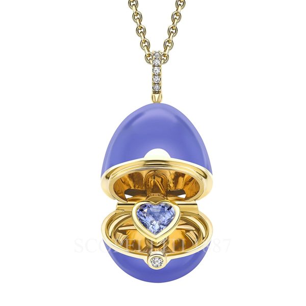faberge blue sapphire heart egg pendant