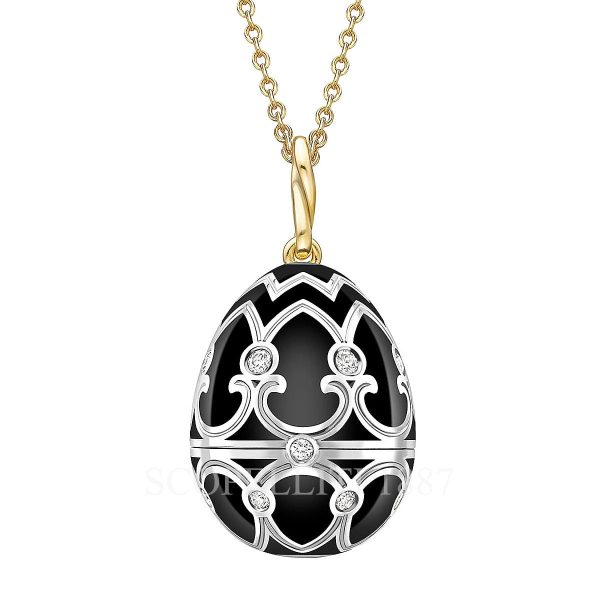 faberge gold diamond egg pendant black