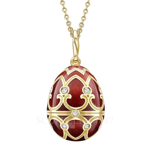 faberge chinese new year red egg pendant