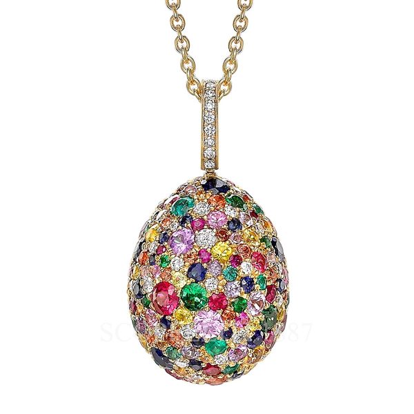 faberge emotion multicolor diamond egg pendant