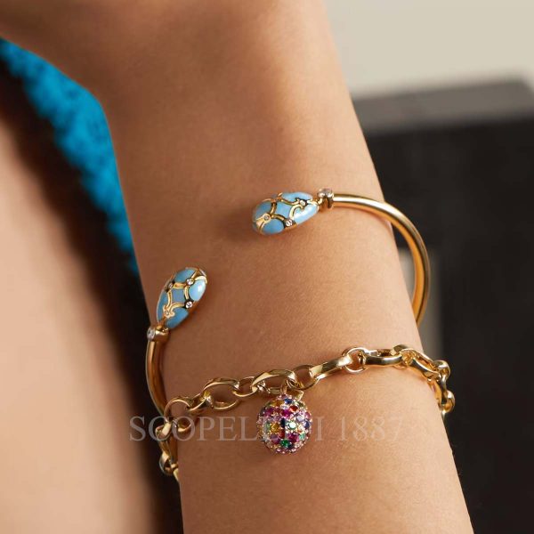 faberge emotion multicoloured bracelet gold with egg pendant