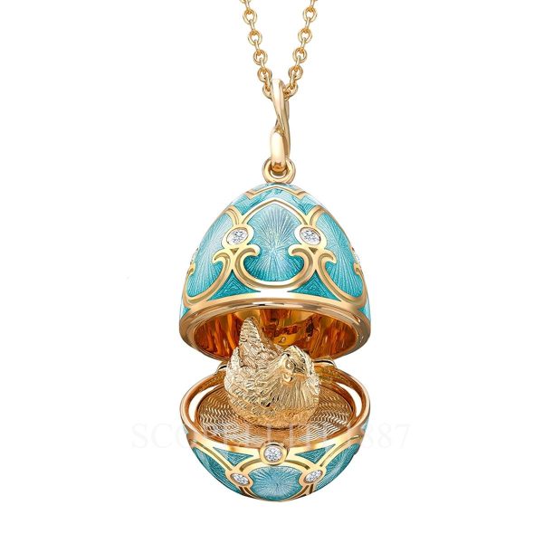 faberge gold diamond egg pendant turquoise hen
