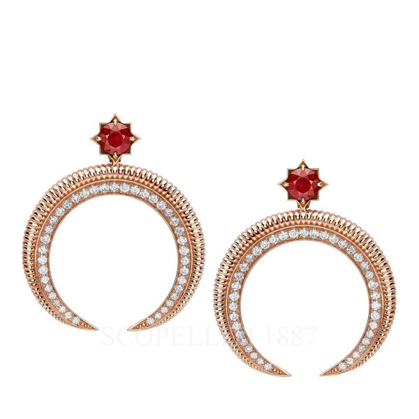 faberge hilal crescent rose gold ruby and diamond earrings