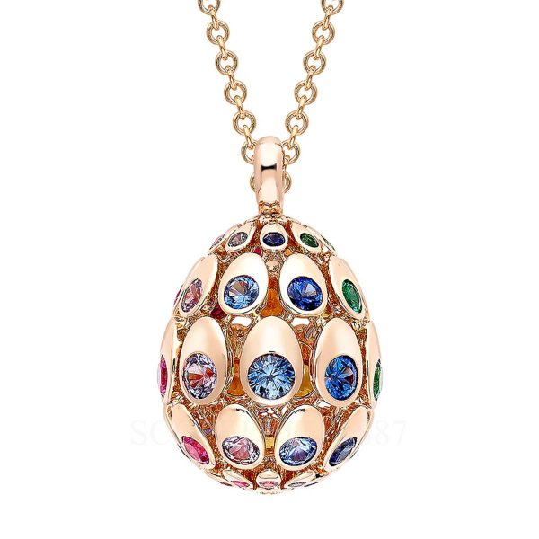 faberge cosmic curve rainbow egg pendant necklace