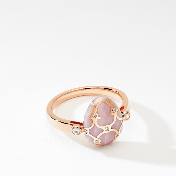 faberge pink rose gold egg ring