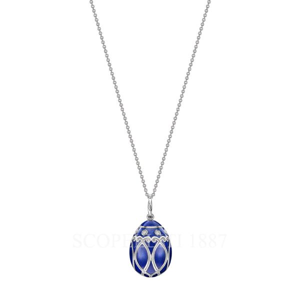 faberge diamond royal blue egg pendant