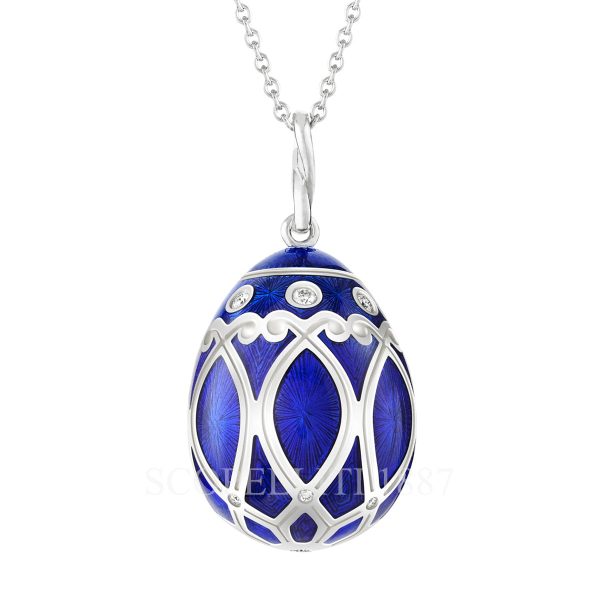 faberge diamond royal blue egg pendant