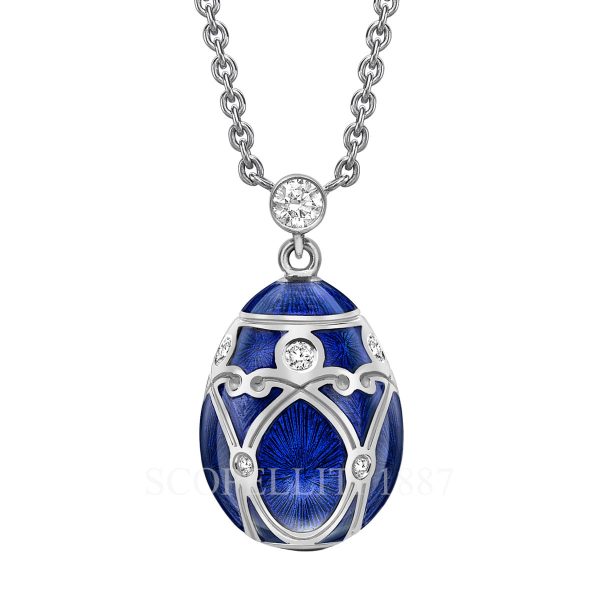 faberge royal blue diamond small egg pendant