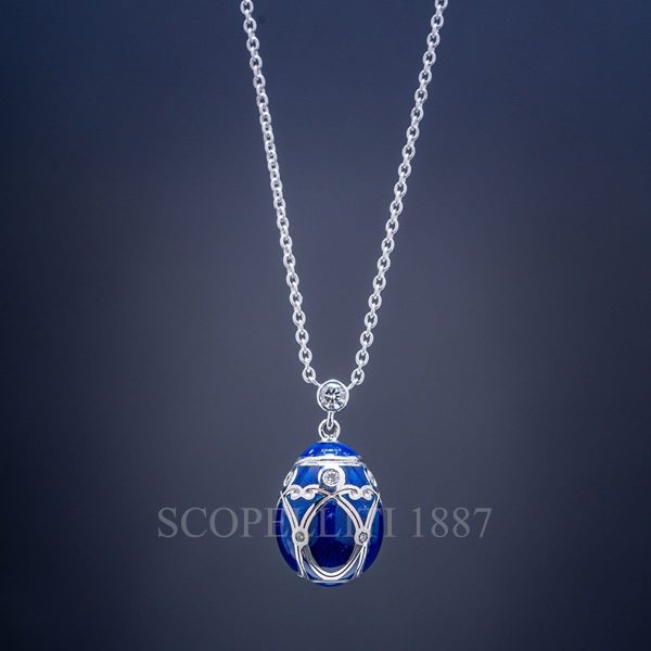 faberge egg pendant blue small