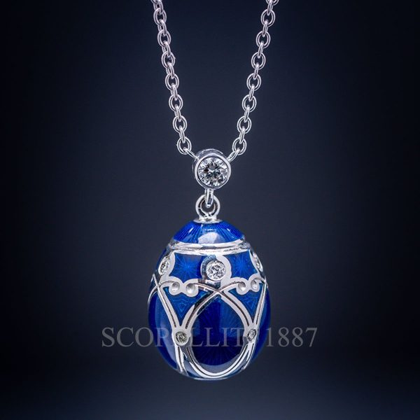 faberge egg pendant small blue