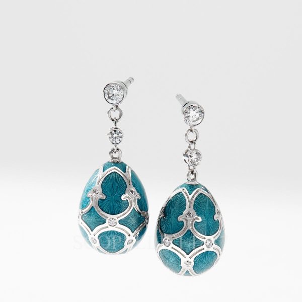 faberge teal white gold egg drop earrings