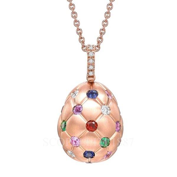 faberge treillage gemstone egg pendant
