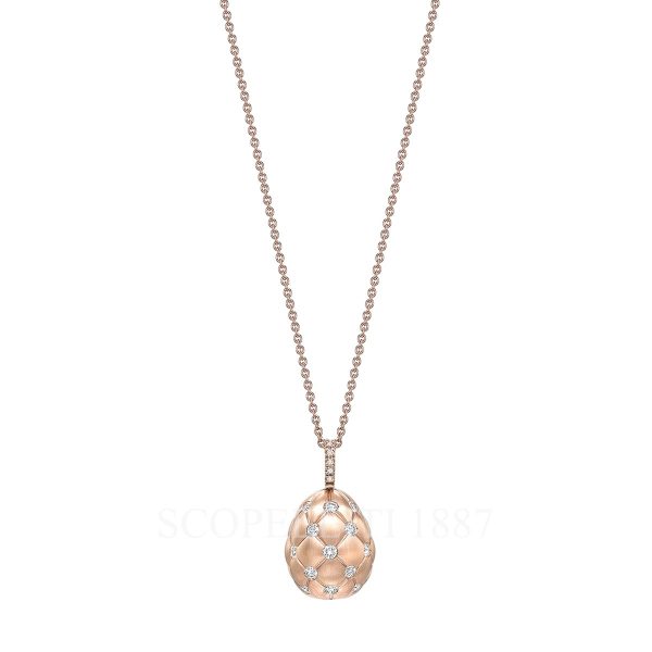 faberge rose gold diamond brushed egg pendant