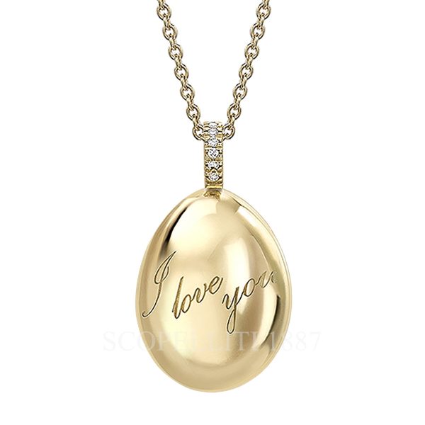 faberge yellow gold egg pendant i love you