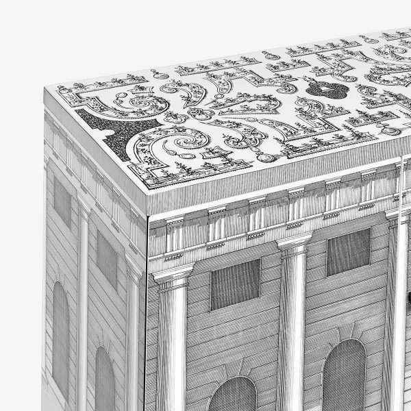 fornasetti raised small sideboard architettura details top