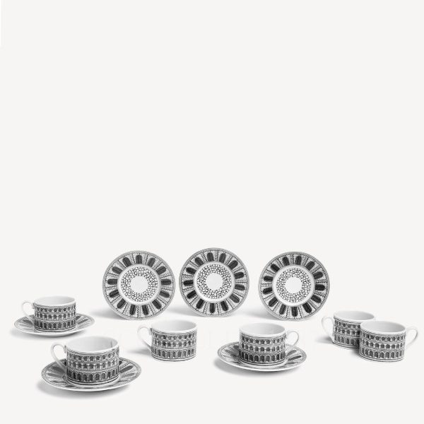 fornasettiset of 6 tea cups with saucers architettura
