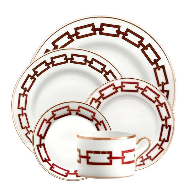 ginori 5 piece place setting catene red