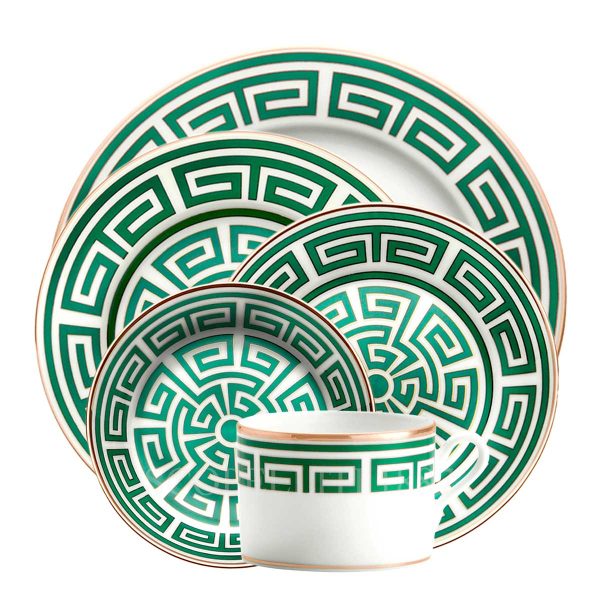 ginori 5 piece place setting labirinto green
