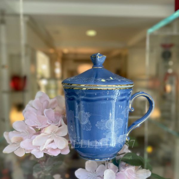 ginori 1735 mug with lid oriente italiano pervinca