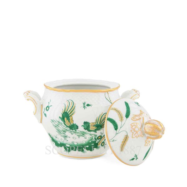 ginori 1735 oro di doccia giada coffee sugar bowl open