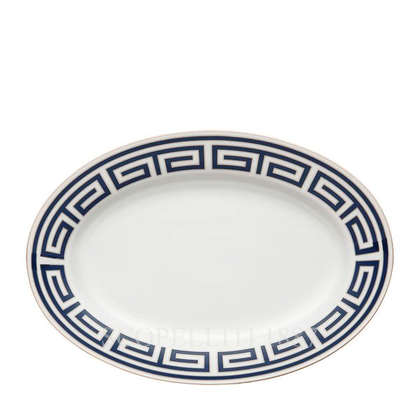 flat oval platter large labirinto blue