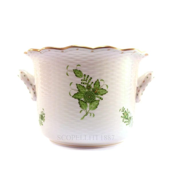 herend china porcelain handpainted apponyi cachepot green