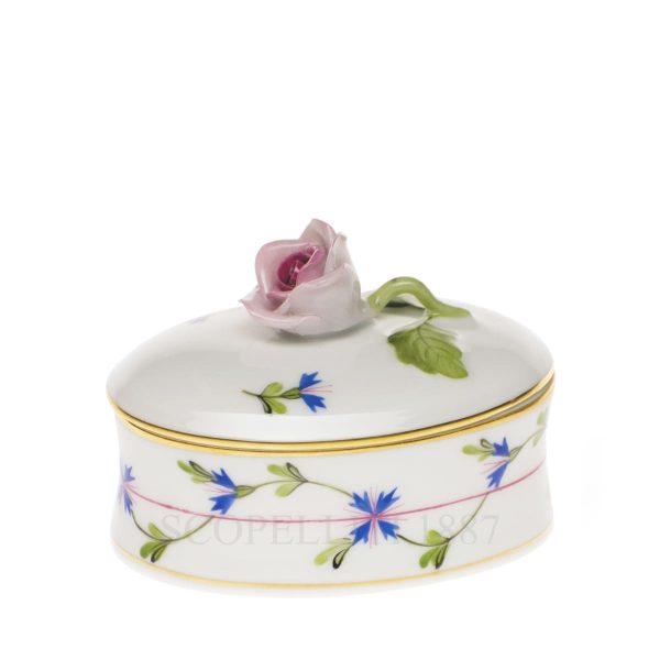 herend handpainted porcelain bonbonniere with rose