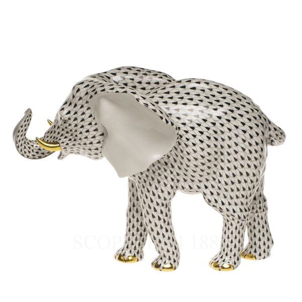 herend baby elephant black gold