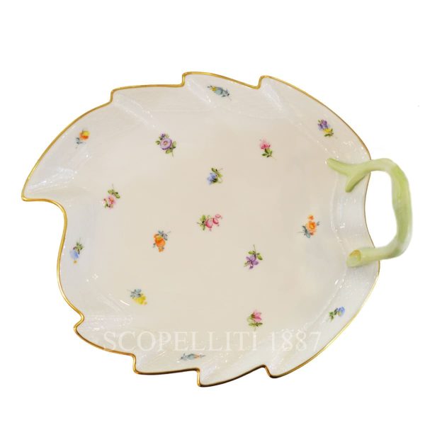 herend handpainted porcelain milles fleurs leaf dish