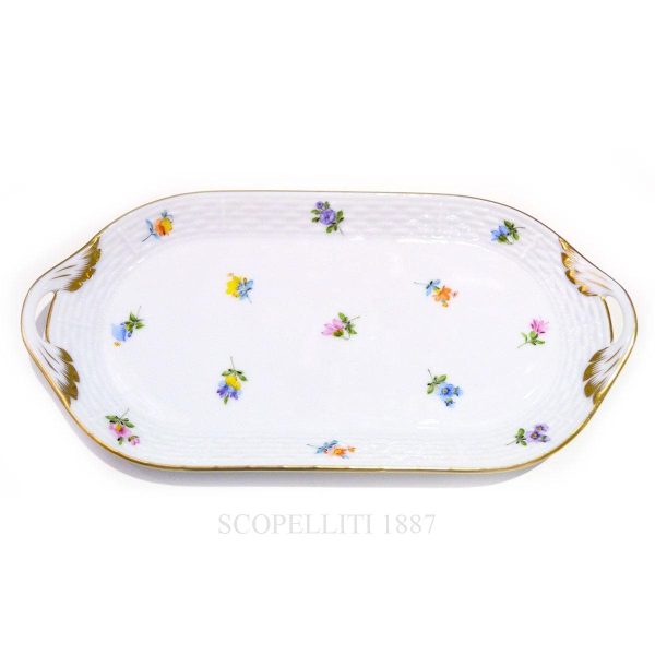 herend handpainted porcelain milles fleurs sandwich dish