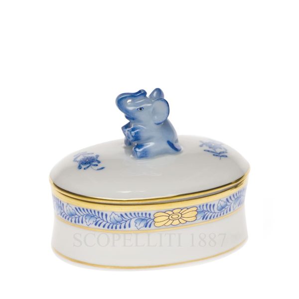 herend handpainted porcelain oval box with elephant