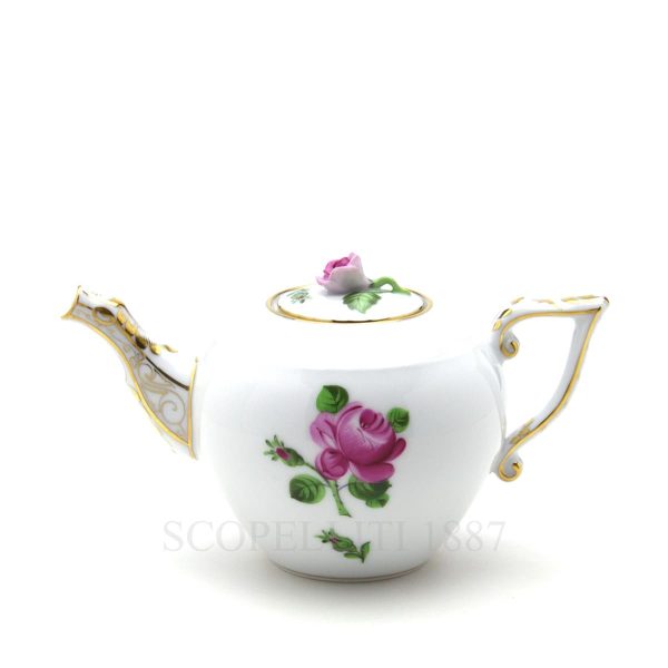 herend teapot with rose