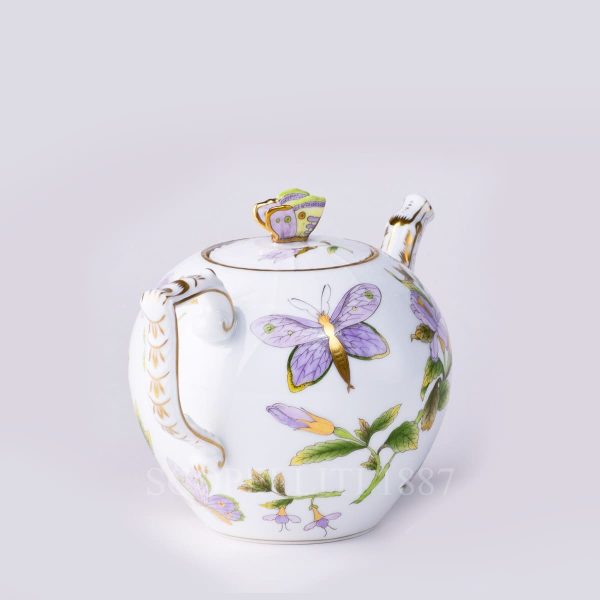 herend teapot with butterfly