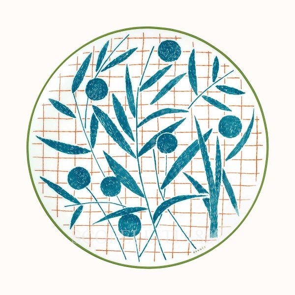 hermes a walk in the garden dessert plate blue