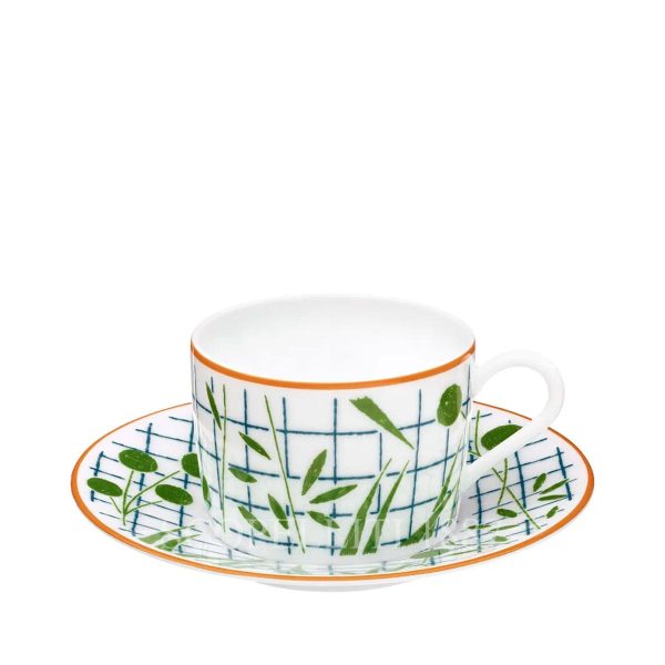 hermes tea cup and saucer a walk in the garden green