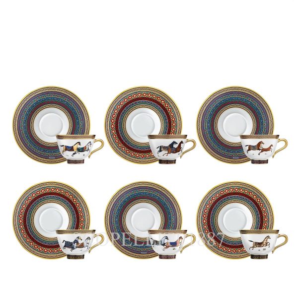 hermes tea set cheval d orient six tea cups