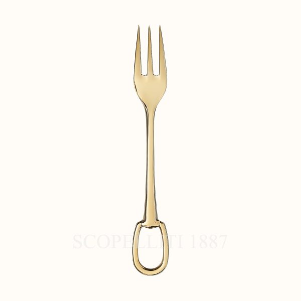 hermes dessert fork grand attelage gold-plated