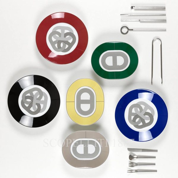 hermes gift set 6 mini oval plates rallye 24