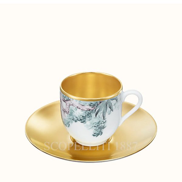hermes carnets d'equateur gold coffee cup and saucer