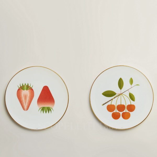 hermes kaorumi dessert plate set cherry and strawberry