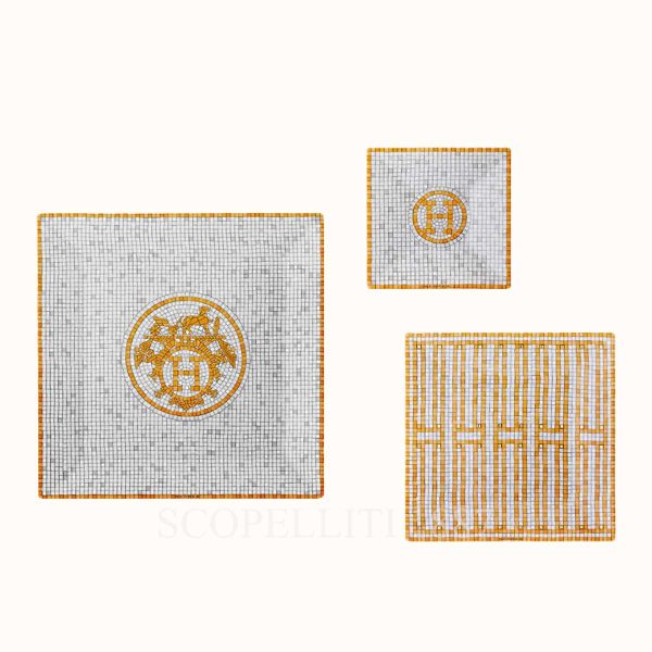 hermès square plate set 3 pieces mosaique