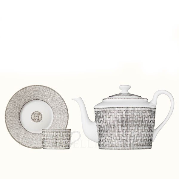 hermès tea set mosaique au 24 platinum