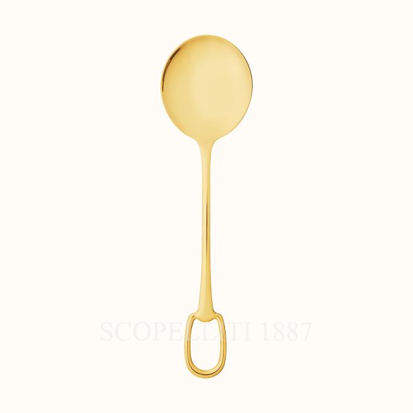 hermes salad serving spoon grand attelage gold plated 01