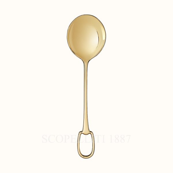 hermes salad serving spoon grand attelage gold-plated
